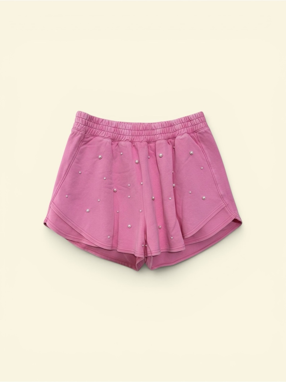 Peach Love California Pink Pearl-Embellished Athletic Shorts